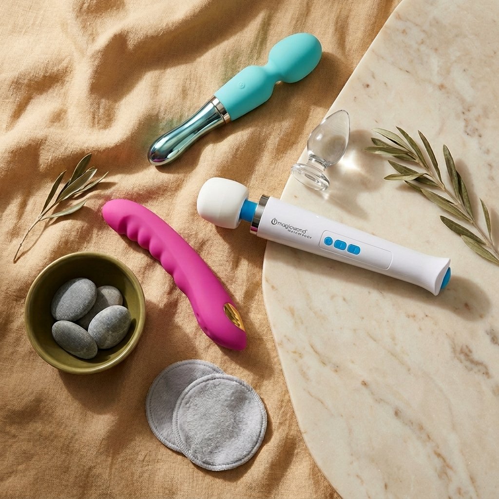 Variety of personal wellness items displayed.