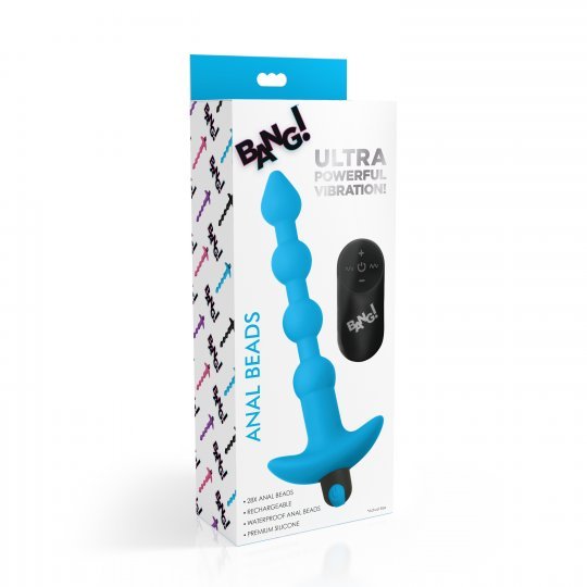remote control vibrating silicone anal beads blue