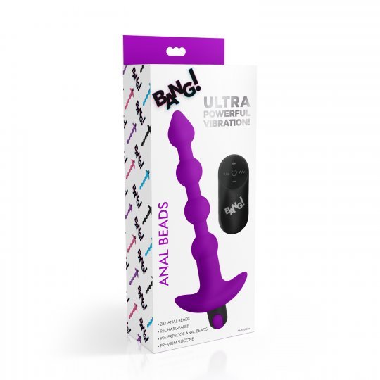 remote control vibrating silicone anal beads purple