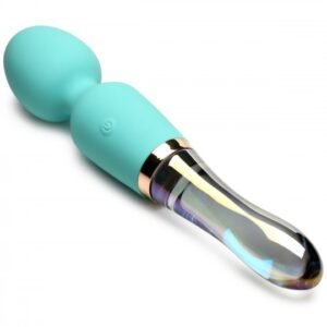 Turquoise Dual-Ended Silicone and Glass Wand