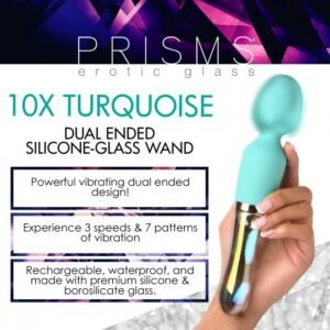 10x turquoise dual ended silicone and glass wand