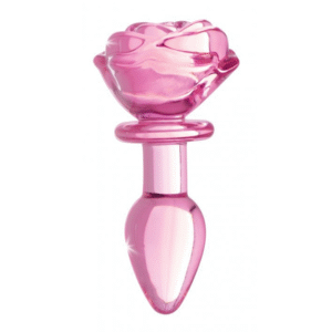 pink rose glass anal plug small