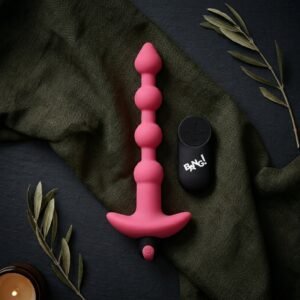 Pink silicone anal beads with remote
