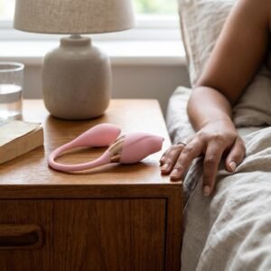 Pink silicone intimate device on surface