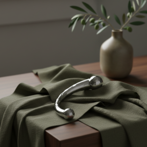 Shiny dual-ended chrome object.