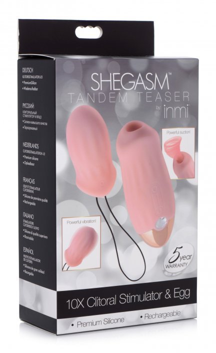 shegasm tandem teaser 10x clitoral stimulator with bonus egg vibe