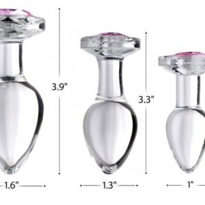 pink gem glass anal plug set