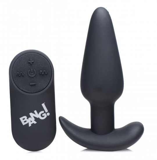 remote control 21x vibrating silicone butt plug black