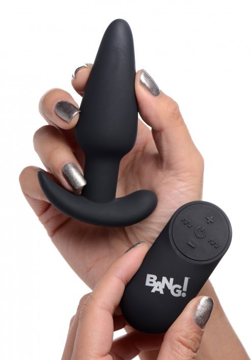 remote control 21x vibrating silicone butt plug black
