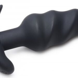 remote control 21x vibrating silicone swirl butt plug black