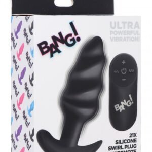 remote control 21x vibrating silicone swirl butt plug black