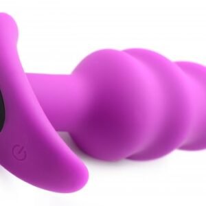 remote control 21x vibrating silicone swirl butt plug purple