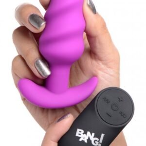 remote control 21x vibrating silicone swirl butt plug purple