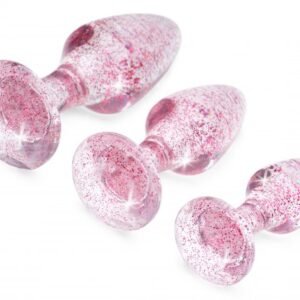 glitter gem anal plug set pink