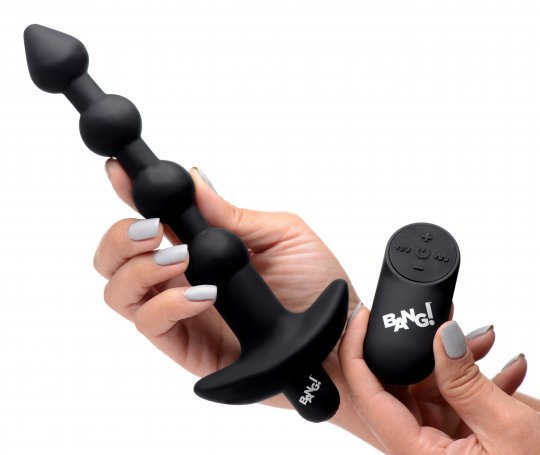 remote control vibrating silicone anal beads black
