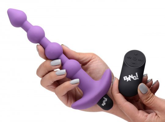 remote control vibrating silicone anal beads purple