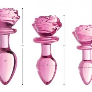 pink rose glass anal plug small