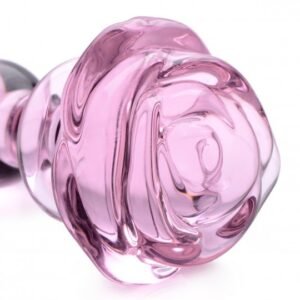 pink rose glass anal plug small