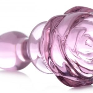 pink rose glass anal plug small