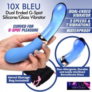 10x bleu dual ended g spot silicone and glass vibrator
