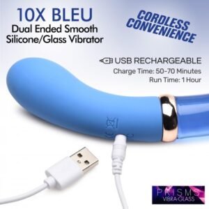 10x bleu dual ended g spot silicone and glass vibrator