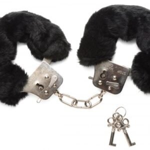 Black Fuzzy handcuffs with keys included