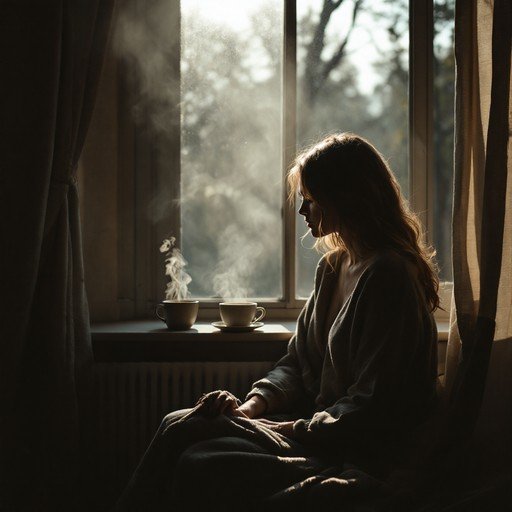 Woman enjoying tea by window