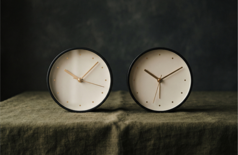 Two clocks side by side, set to slightly different times.